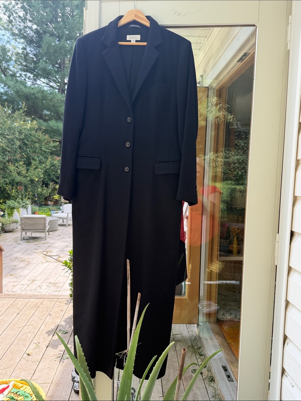 Barneys New York Black Long Single-Breasted CASHMER Coat
